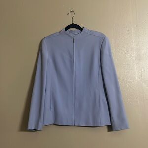 Anne Klein Blazer Sz 12 100% Wool Lavender Long Sleeves Front Slit Pockets & Zip